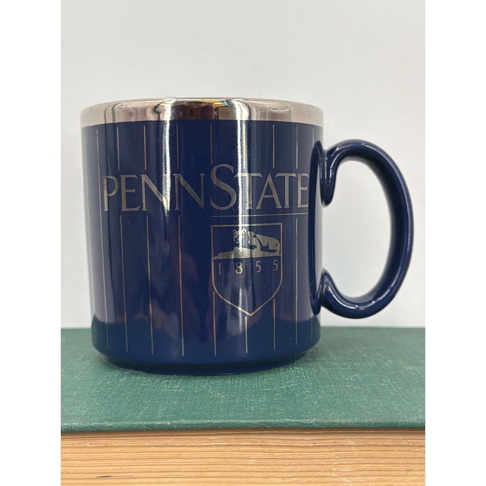 Penn State Nittany Lions Mug Navy Blue Silver Pinstripe Made in England Vintage
